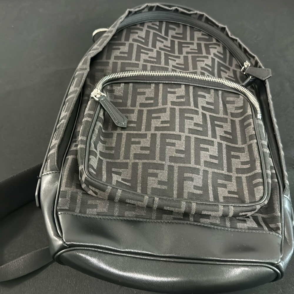 Unisex Fendi Canvas/Leather FF Logo One-Shoulder Backpack 7VZ065 AGOM FONPN